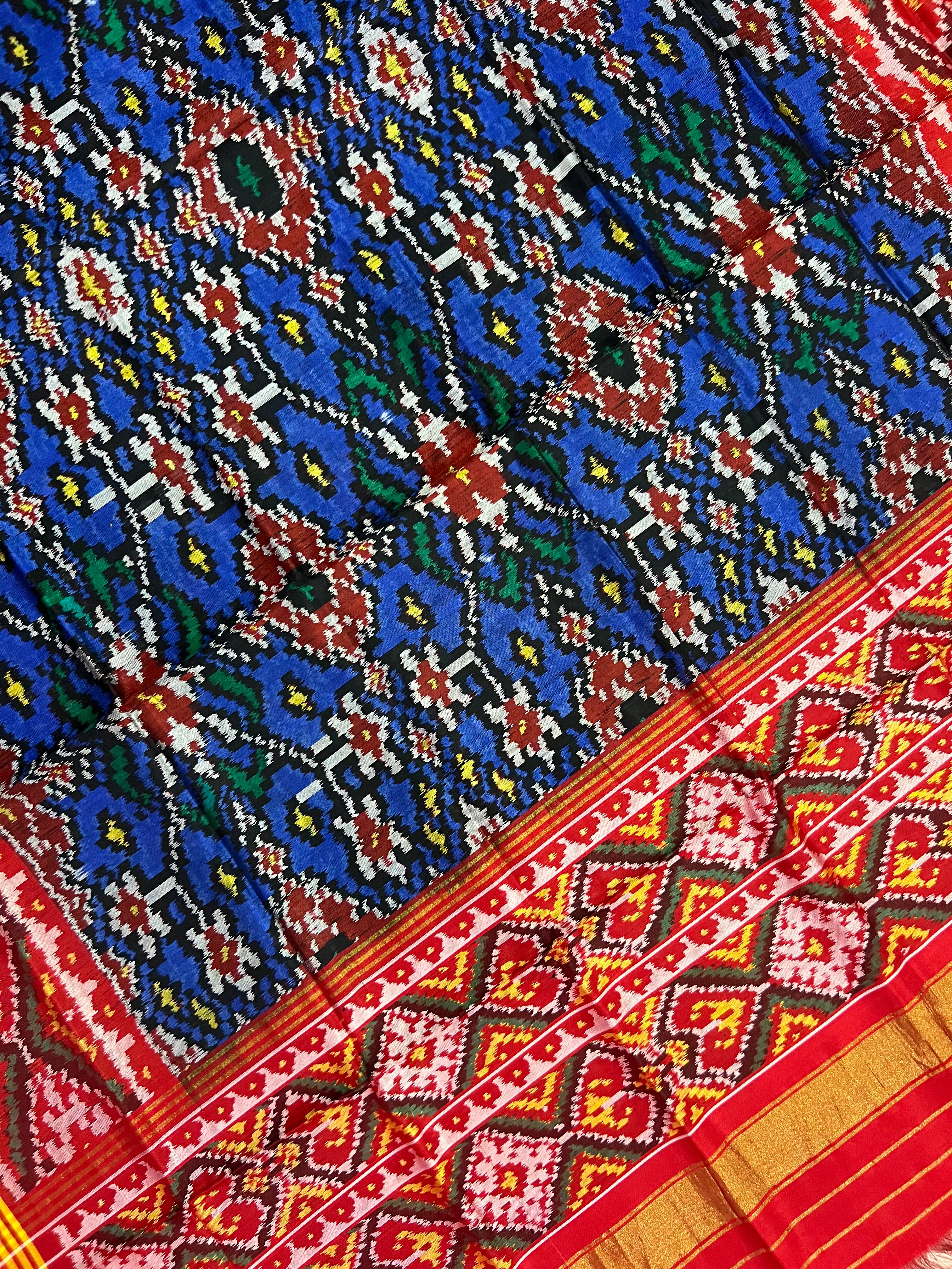 Blue Navratna Design Handwoven Patola Dupatta